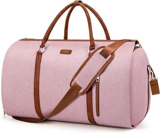 Convertible Garment Duffle Bags for Travel - Carry On Garment Bags With Toiletry Bag, Large Weekender Bags for Women Men 2 in 1 Hanging Suitcase Suit Travel Duffel Bags (Pink)