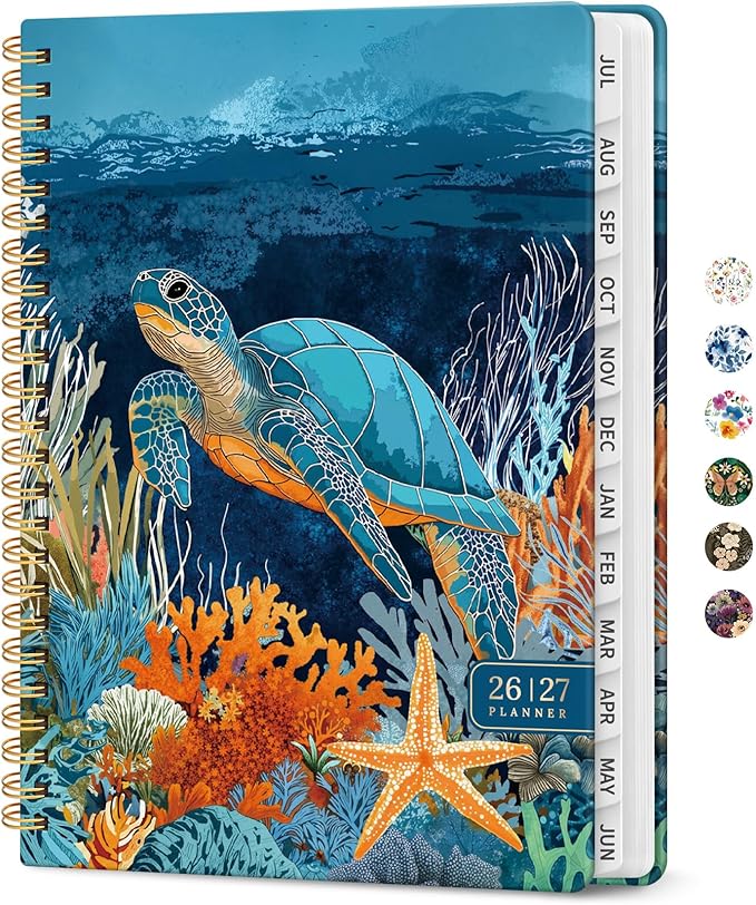 Planner 2026-2027, Academic Year Monthly and Weekly Calendar Planner, Jul 2026 - Jun 2027, Hardcover Teacher Student Planning Agenda book with Tabs, Perfect for School Office Supplies, 6.3" x 8.5" - Deep Bearings