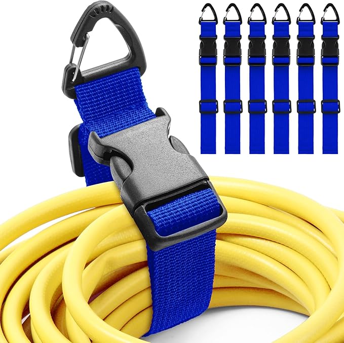 Wowangce 6 Pack 17 Inch Adjustable Extension Cord Holder Organizer with Triangle Clips for Garage Organization and Storage Heavy Duty Extension Cord Hanger for Men Workshop (Blue)