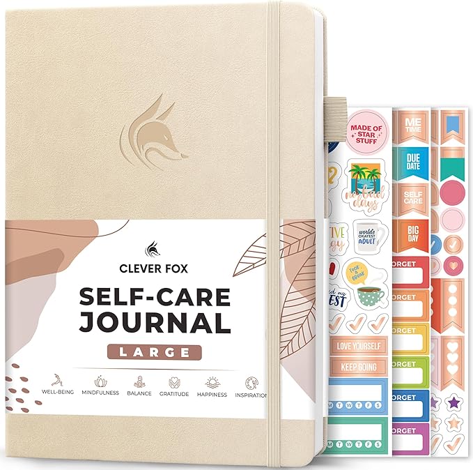 Clever Fox Self-Care Journal – Wellness & Daily Reflection Notebook – Mental Health & Personal Development Journal – Self-Care, Meditation & Mood Journal for Women & Men – Large (Seashell)