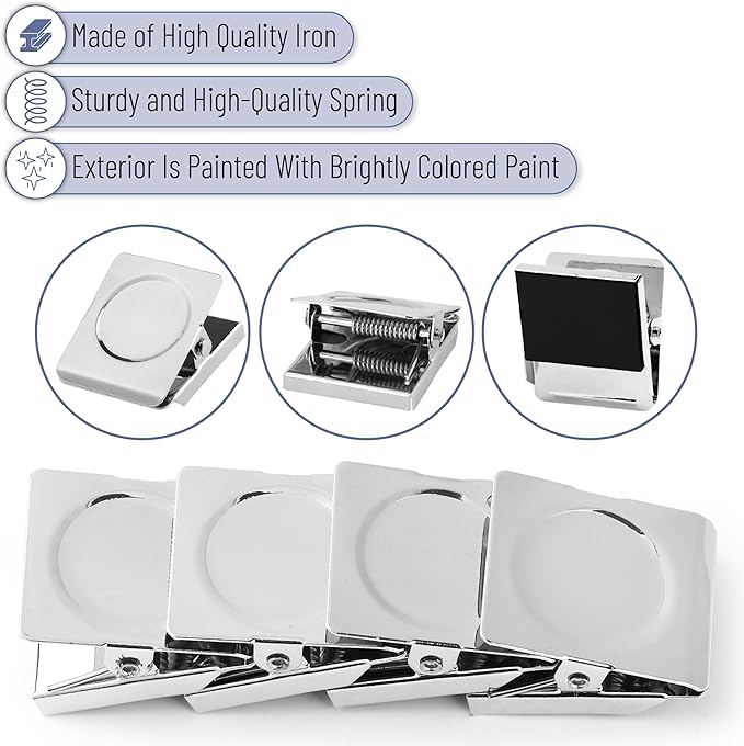 Mr. Pen- Magnetic Clips, 12 Pack, 1.2", Silver, Metal Magnetic Clips for Refrigerator