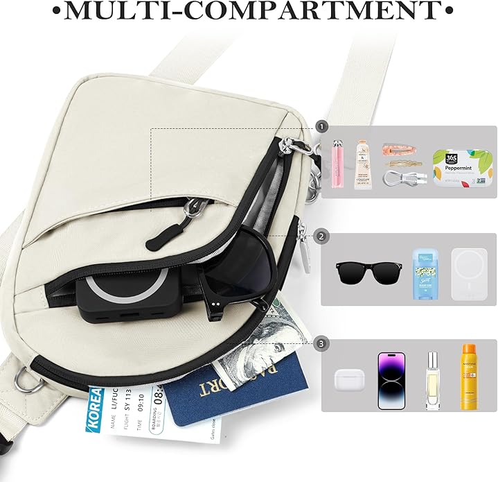 TOPEAST Anti Theft Crossbody Bags for Women Men, Small Sling Crossbody Bag Travel Purse Shoulder Wallet with RFID Blocking