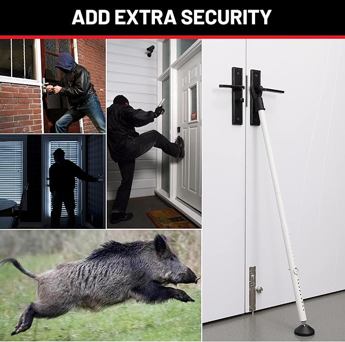 Door Security Bar - Heavy Duty Door Jammer Security Bar - Adjustable Sliding Door Security Bars - Doors Stoppers Security for Patio, Window, Front Door Apartment, Home, Hotel Room