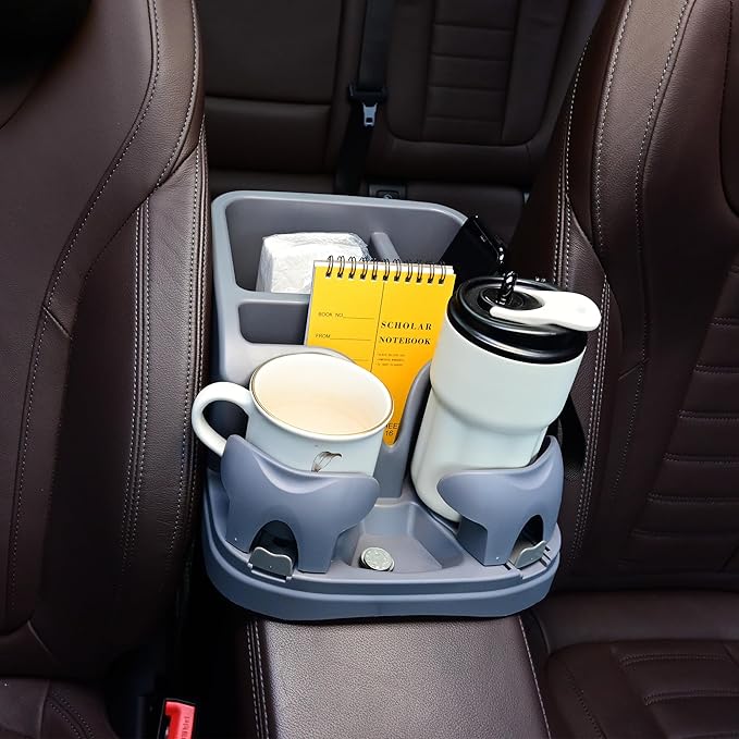 Center Console for Cars, Car Center Console Organizer, Console Cup Holder for Trucks, Floor Cup Holder for Truck, Minivans, Suvs, Vehicle Organizer (Gray)