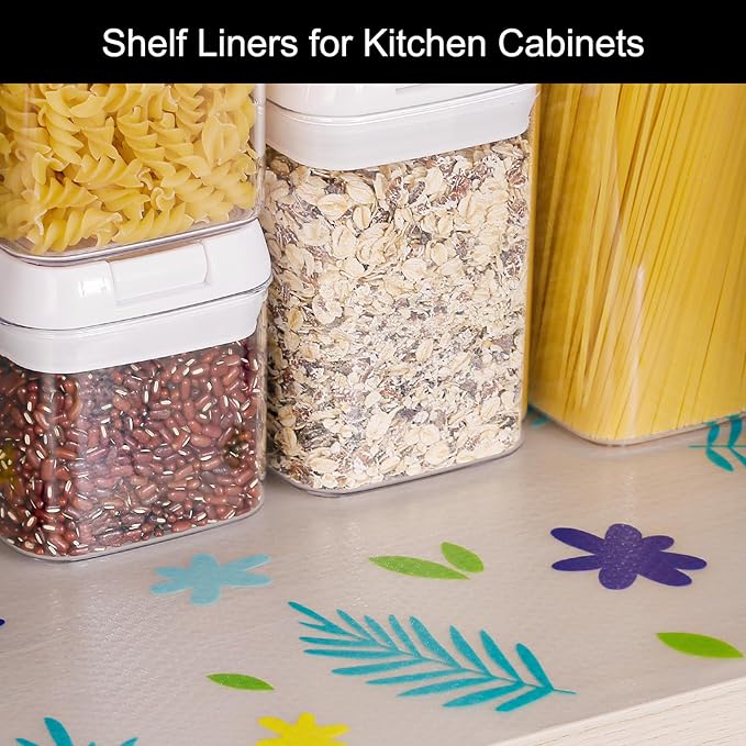 Cooyes Shelf Liner – Premium Non-Adhesive Cabinet & Drawer Liner for Kitchen – Waterproof Shelf Paper with Modern Pattern – Durable EVA Cabinet Mat – Easy to Cut （11.8" W x 360" L）