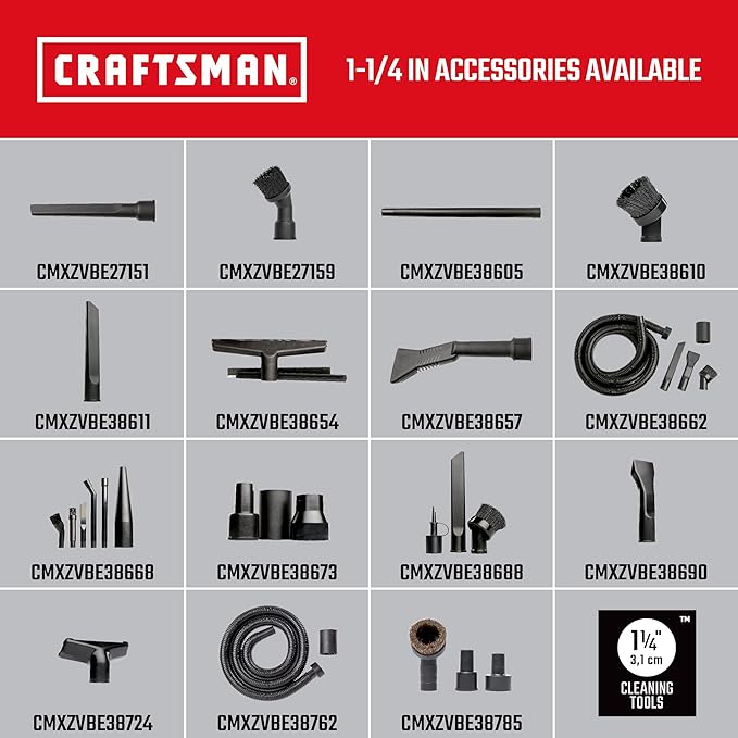CRAFTSMAN CMXZVBE38690 1-1/4 in. Car Nozzle Wet Dry Vac Attachment, Industrial-Grade Shop Vacuum Accessory for Deep Automotive Cleaning, Fits 1-1/4 in. Hose Diameter
