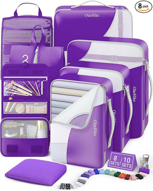 8 Set Packing Cubes for Travel, Gifts for Women Mom,Anti-Tearing Suitcase Organizer,OlarHike Vacation Essentials & Accessories for Cruise Ship