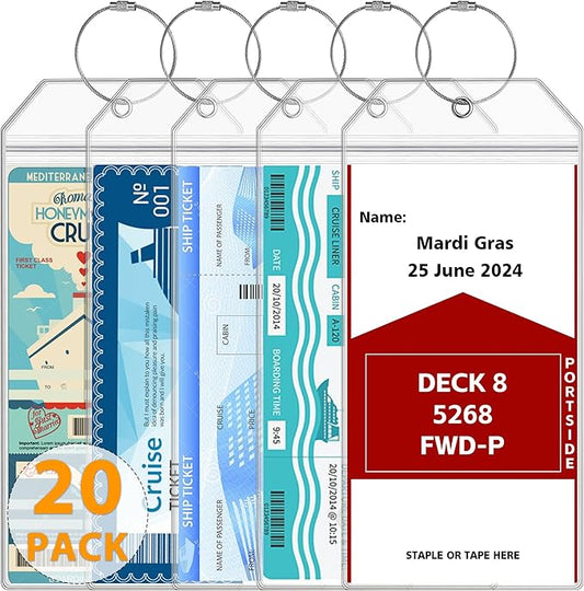 20 Pack Luggage Tags Travel Essentials & Cruise Essentials for NCL, Princess, Carnival, Royal Caribbean & Celebrity Cruise Ships by SEAVILIA