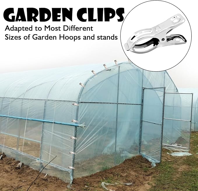 BESTEEL Upgraded 240 PCS Garden Clips, Greenhouse Clamps 100% Stainless Steel Heavy Duty Greenhouse Clips for Netting - Strong Grip to Hold Down Shade Cloth or Plant Cover on Garden Greenhouse Hoops