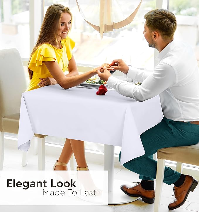 Utopia Kitchen Square Table Cloth 2 Pack(60x60 Inches, White), Tablecloth Machine Washable, Polyester Table Cover for Dining, Buffet Parties, Picnics, Events, Weddings and Restaurants