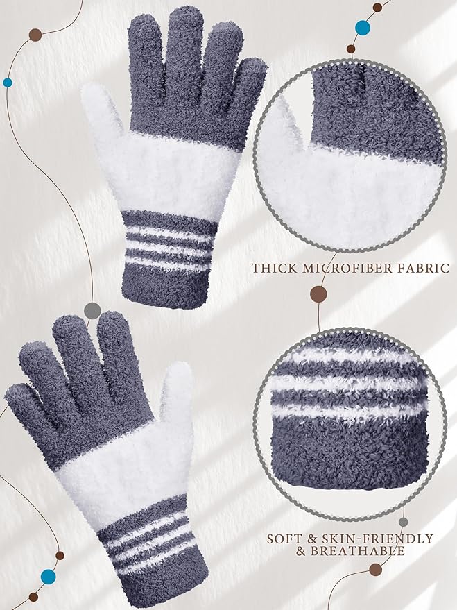 Patelai 3 Pairs Microfiber Plant Dusting Gloves Leaf Cleaning Gloves for Indoor Plants, Blinds, Furniture, House (Small, Dark Blue, Gray, Khaki, White)