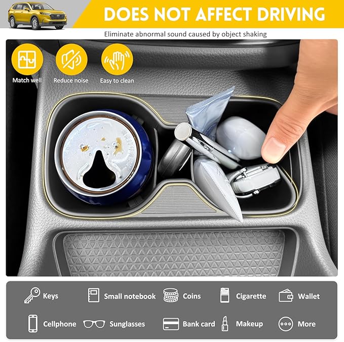 Cup Holder for 2023-2025 Honda CRV Center Console Cup Holder Insert TPE Cupholder Coaster Liner for 2023 2024 2025 CR-V Interior Accessories Black