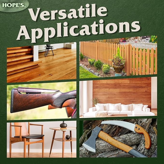 HOPE'S 100% Pure Tung Oil, Food Safe, Premium Waterproof Natural Wood Finish and Sealer for Indoor and Outdoor Projects, 32 Fl Oz, 2 Pack