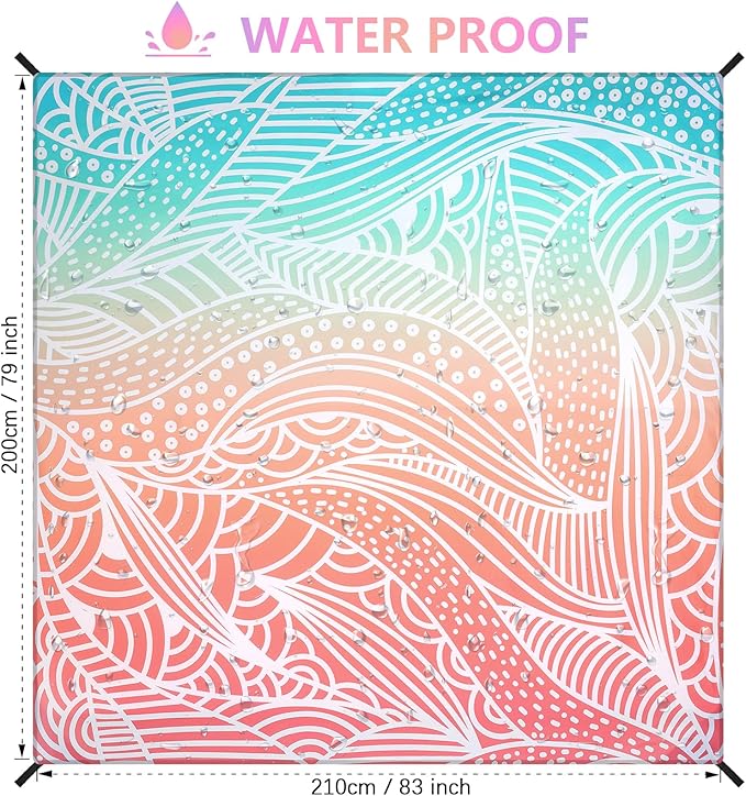 Beach Blanket Waterproof Sandproof Beach Mat 79" X 83"/10'x9' for 2-8 Adults Quick Drying Outdoor Picnic Mat Beach Accessories for Travel, Camping, Hiking
