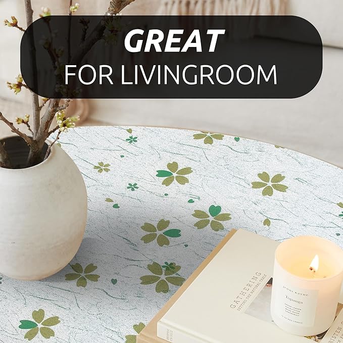 RAY STAR 12X120 Inch Shelf Liner for Kitchen Cabinets, Non-Adhesive Washable Cabinet Liner, Non-Slip PVC Drawer Liner for Dresser Bathroom (Green-Floral)(4 Rolls)