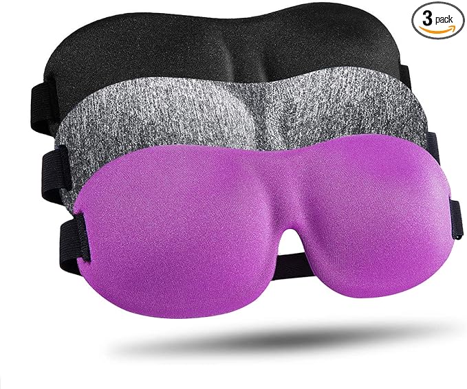 LKY DIGITAL Sleep Mask for Side Sleeper 3 Pack, Blackout 3D Eye Mask for Sleeping, Night Blindfold for Men Women