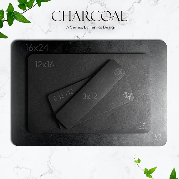 Ternal DripGuards Absorbent Counter Mat 2-Pack | Waterproof, Quick-Dry Coffee Bar Mat for Kitchen, Sink & Drink Station | Non-Slip, Spill-Proof Protector for Water, Oil & Syrup [3 x12in].