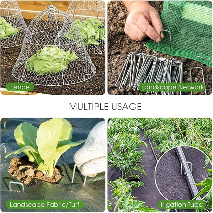 12 Inch Galvanized Garden Landscape Staples Stakes, 25 50 100 PCS Anti-Rust Garden Staples Tent Ground Stakes U-Shaped Landscape Pins for Secure Lawn Fabric, Decoration (25, 12 Inch)