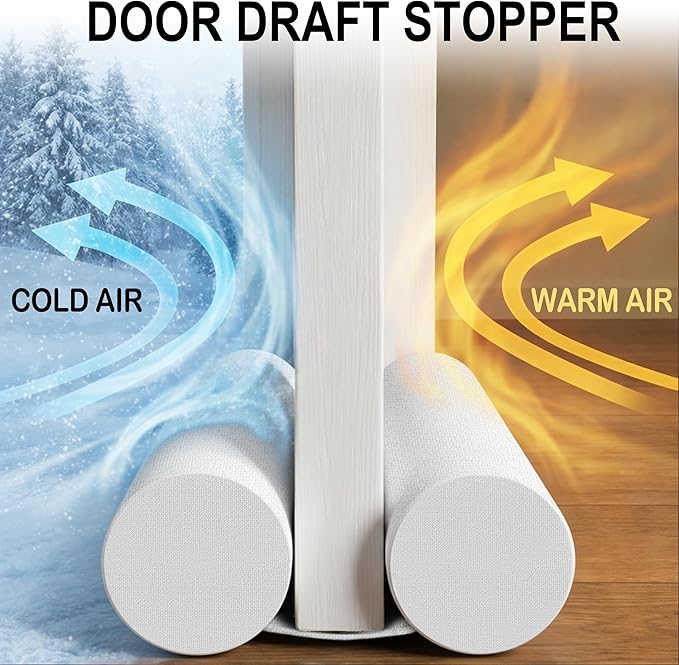 MAXTID Under Door Draft Blocker 36" Door Sealers for Bottom of Door Seal Strip Block Air Double Door Draft Stopper White Door Sweep Noise Cancelling Weather Seal