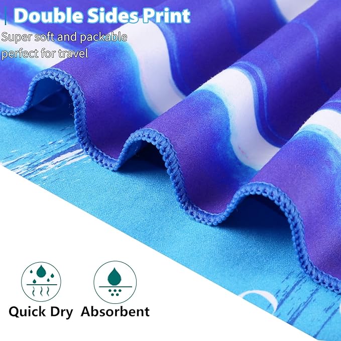 TwoYek 2 Pack Microfiber Thin Beach Towel Lightweight 71x32 Oversized Extra Large Sand Free Towels Quick Dry for Travel Pool Yoga Gym Sports Beach Accessories Vacation Essential Gift