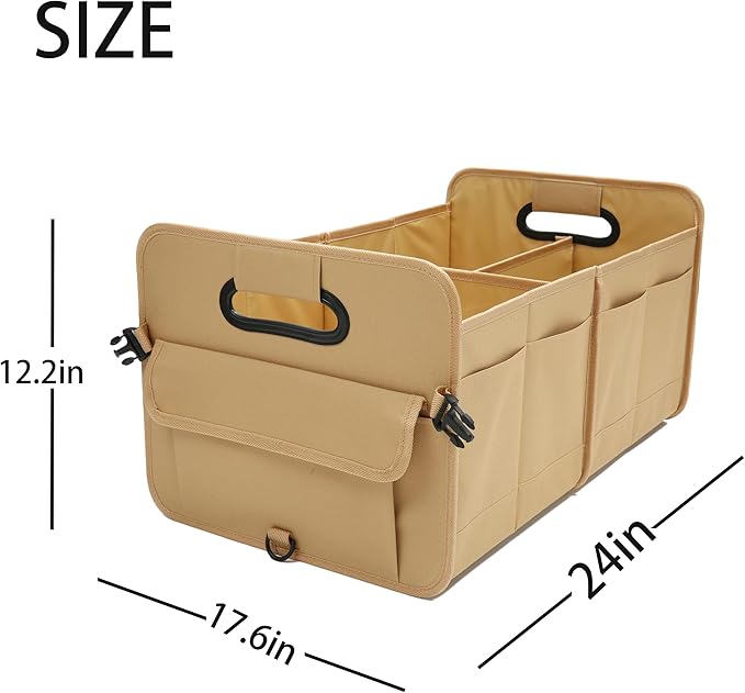 AOKJOY Car Trunk Organizer Car Storage Organizer Collapsible Multi Compartment Car Organizer Adjustable Straps Car Organizer for SUV (Ginger)