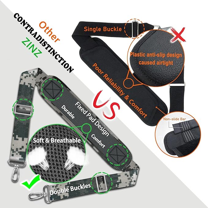 ZINZ Bag Shoulder Strap, Padded Adjustable Shoulder Strap Replacement