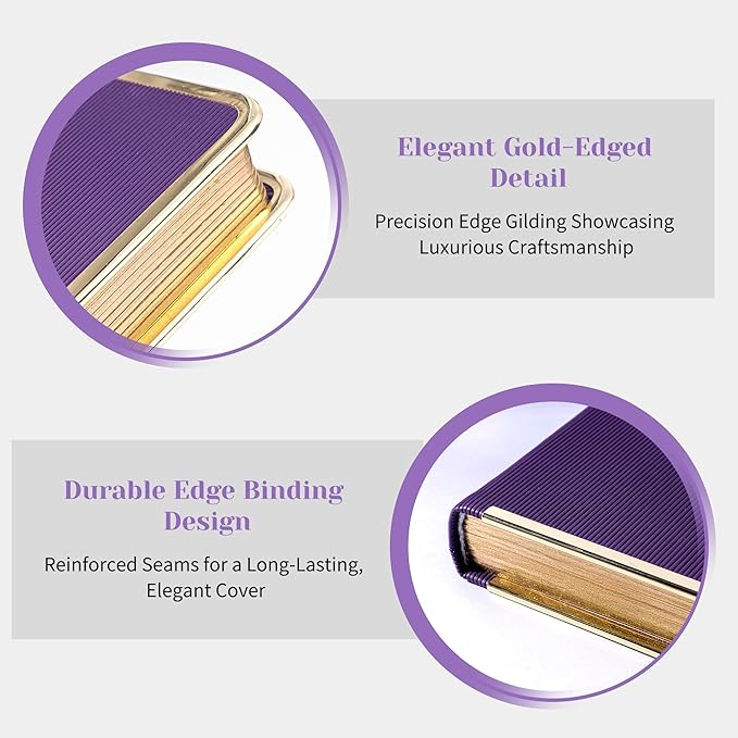 CAGIE Elegant Gold-Edged Journal for Women – Aesthetic Vegan Leather A5 Notebook, 256 Pages 100GSM Thick Paper Hardcover Diary, Gift Journals for Writing