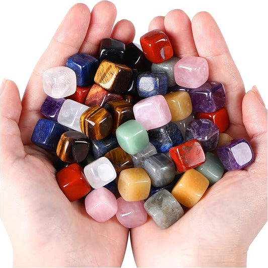 DUQGUHO 30 Pcs Healing Crystal Chakra Stones Set - Polished Tumbled Stones - Bulk Amethyst, Rose Quartz, Obsidian, Lapis Lazuli, Clear Quartz, Green Aventurine, Tiger Eye, Red Jasper