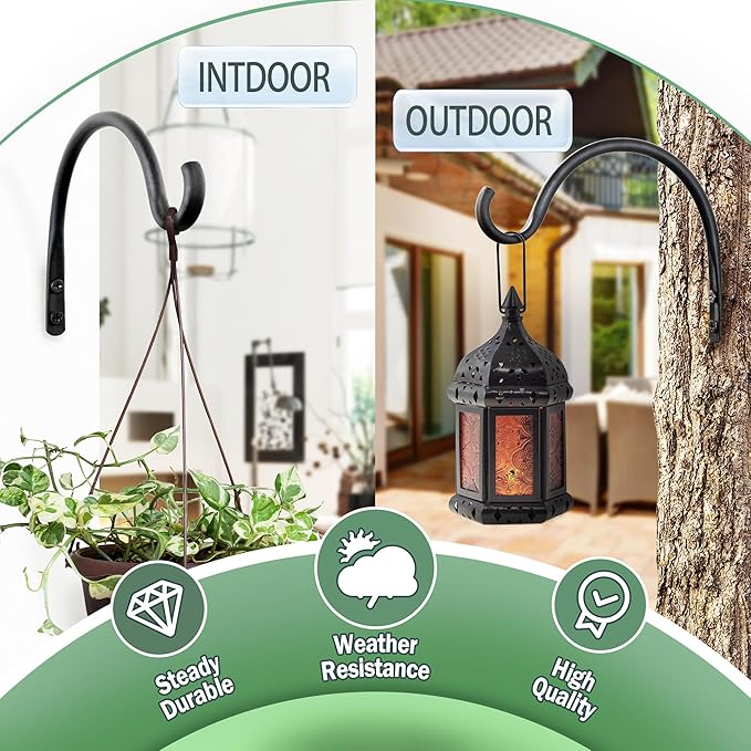 AJART Hanging Plant Hanger Outdoor: 5.5-Inch Bird Feeder Wall Hooks - Rust-Resistant Plant Bracket Hook for Hanging Flower Baskets