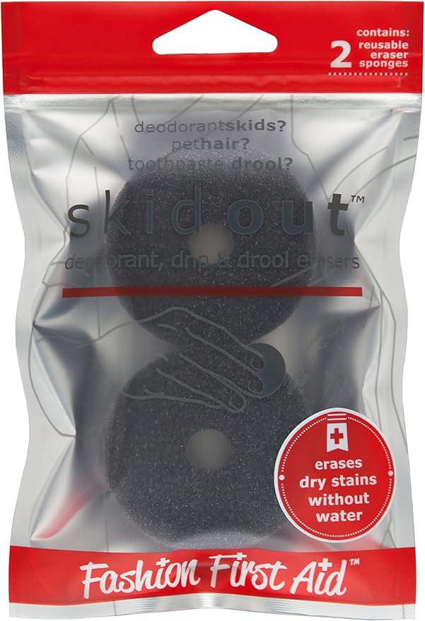 Stain Treater and Spot Remover Sponges for Clothes - Emergency Stain Rescue- Erase Deodorant, Makeup, Toothpaste Stains - Stain Remover for Clothes, Pet Hair Remover, Suede Brush for Cleaning- 2 pack