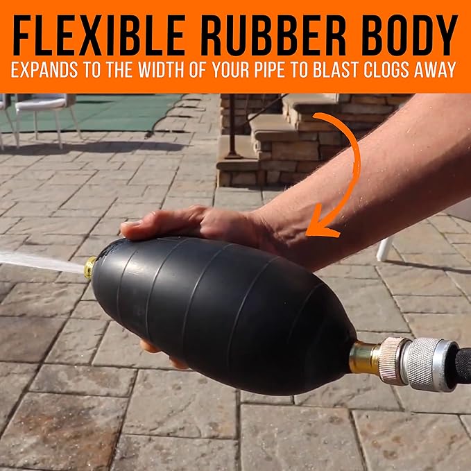 DrainX Hydro Pressure Drain Cleaning Bladder Pro - Fits 4" to 6" Drain Pipes - Unclogs Stubborn Blockages in Bathroom Sinks, Shower Drains, Bathtubs, Plumbing Pipes