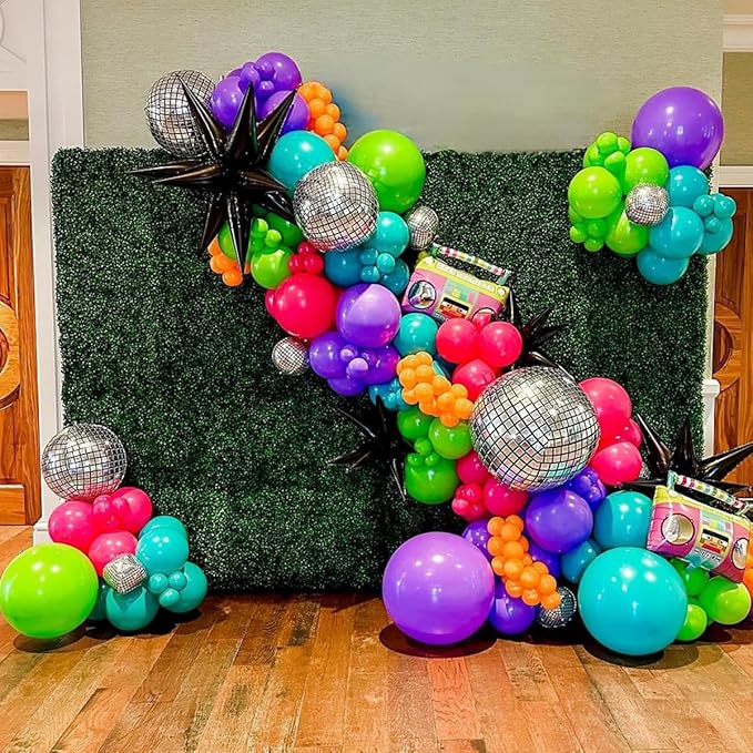 MEBAY Red Purple Teal Balloon Garland kit, 156 Pcs Metallic Purple Pastel Pink and Confetti Purple Balloons Arch for Teenage Girl Birthday Gymnastics Music Fans Theme Party Decoration
