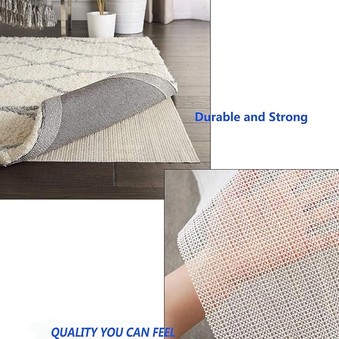 Non SlipGripper Pad for Hardwood Floors, Area Rug Pads for Tile Floor, Under Carpet Anti Skid Mat, Keep Your Rug Safe in Place,Can be Cut to Any Size (White, 70.8x78.7inch)