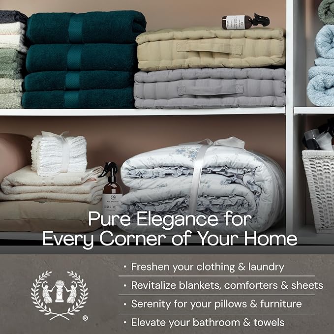 Muse Apothecary Linen Ritual - Aromatic, Soothing, and Relaxing Linen Mist, Laundry and Fabric Spray - Infused with Aromatherapy Essential Oils - 8 oz, Amber Cashmere