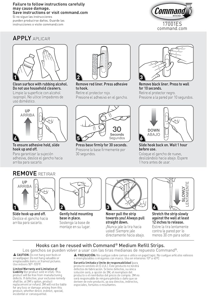 Command Medium Utility Hooks, 9 Wall Hooks and 12 Strips, Damage-Free Hanging with Adhesive, No Tools Great for Hanging Christmas Decorations, Holds up to 3 lb