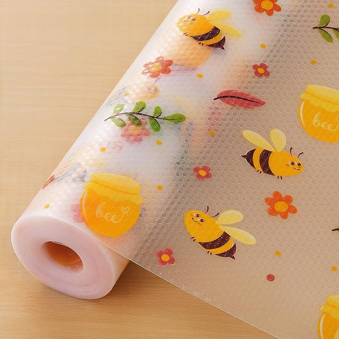Cooyes Shelf Liner – Non-Slip Cabinet & Drawer Liner for Kitchen – Non-Adhesive Waterproof Shelf Paper with Modern Pattern – Durable EVA Cabinet Mat – Easy to Cut (Amber,11.8" W x 118" L)