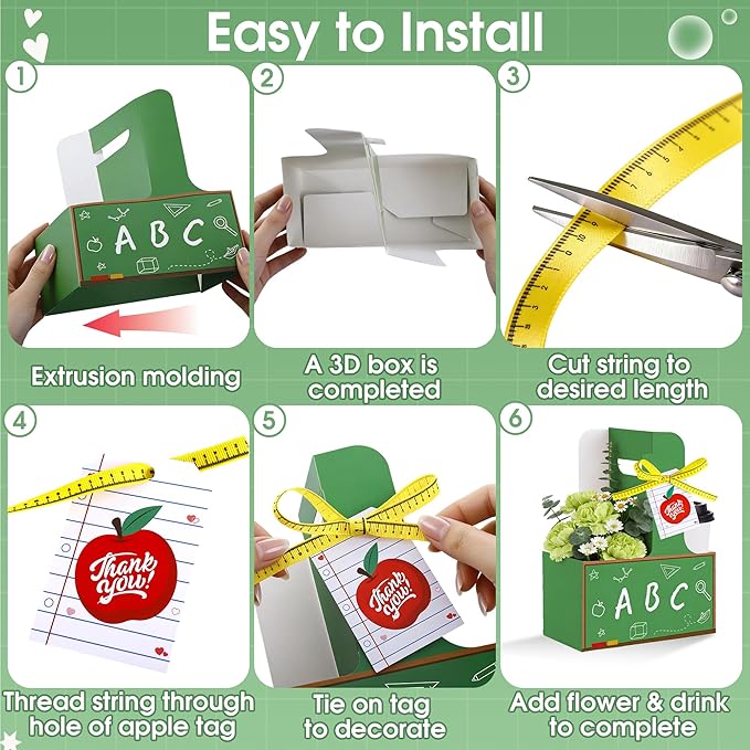 24 Pcs Teacher Appreciation Gifts in Bulk 2 Cup Drink Carrier with Tag Handle Teacher Gifts Cup Carriers Disposable Cardboard Back to School Gifts Cup Holders for Graduation Retirement Favors