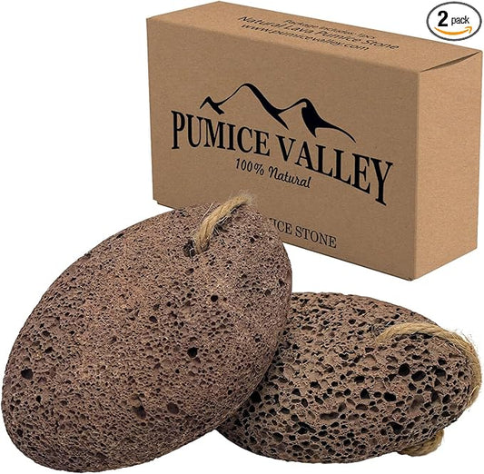 Pumice Stones for Feet - Natural Earth Lava Brown Pack of 2 - Callus Corn Remover for Feet Heels and Palm - Pedicure Exfoliation Tool - Dry Dead Skin Scrubber - Health Foot Care