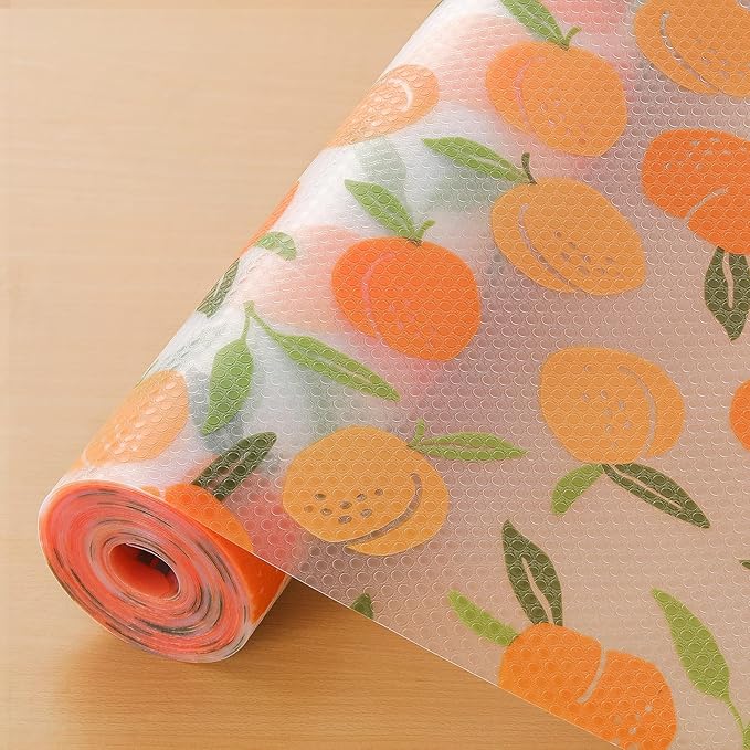 Cooyes Shelf Liner, Non-Adhesive Waterproof Drawer Liner, Durable Easy-to-Cut EVA Shelf Paper for Kitchen Cabinets, Refrigerator, Cupboard, and Dresser (23.6 Inch W x 360 Inch L, Peaches)