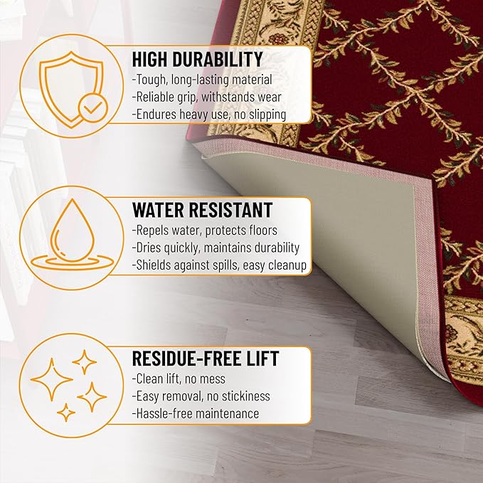 Ottomanson Non Slip Rug Pad Grip 8x11 1/8 Thick, Protection for Any Flooring Surface, Keep Your Runner Rug and Area Rugs in Place, 7'8" x 11', Beige