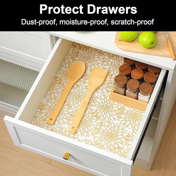 Cooyes Drawer Liner Shelf Liners for Kitchen Cabinets Refrigerator Liners Waterproof Kitchen Cupboard Liner Drawer Mats EVA Material Non Adhesive Fridge Liner for Shelves（17.5" W x 78.7" L）