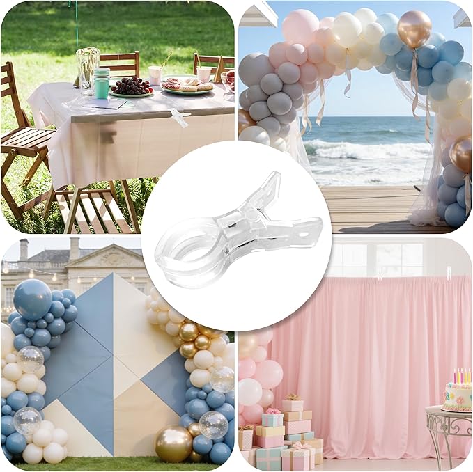 PUGPIU 10 Pack Plastic Transparent Balloon Arch Clips for Backdrop | 3.5 Inch Heavy-Duty Spring Clamps for Birthday Decor | Crafts | Photo Studios