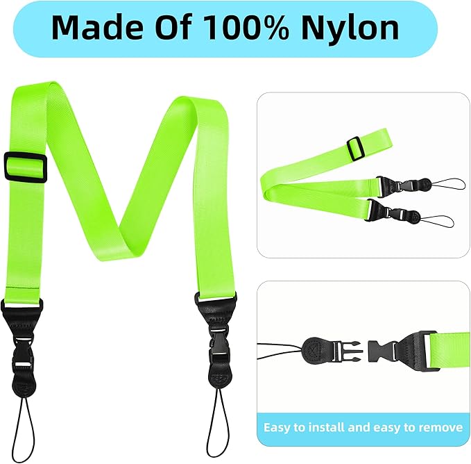 Adjustable iPad Strap:Comfortable Nylon Neck Strap Lanyard for Tablet Case,Camera Binocular Crossbody Laptop Luggage Bag(Fluorescent Green)