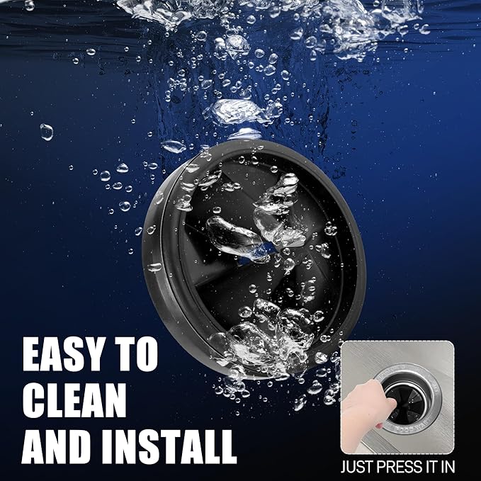3 3/8" Garbage Disposal Splash Guard Sink Baffle QCB-AM Replacement for InSinkErator Evolution Series, Upgraded Funmit Removable Quiet Collar Drain Plugs, Garbage Disposer Accessories, Black