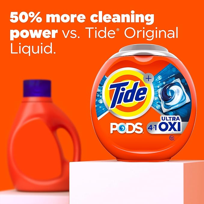 Tide, 4-n-1 Ultra Oxi Pods Laundry Detergent Pacs, HE Compatible, Built in Pre-Treater for Stains, 32 Count