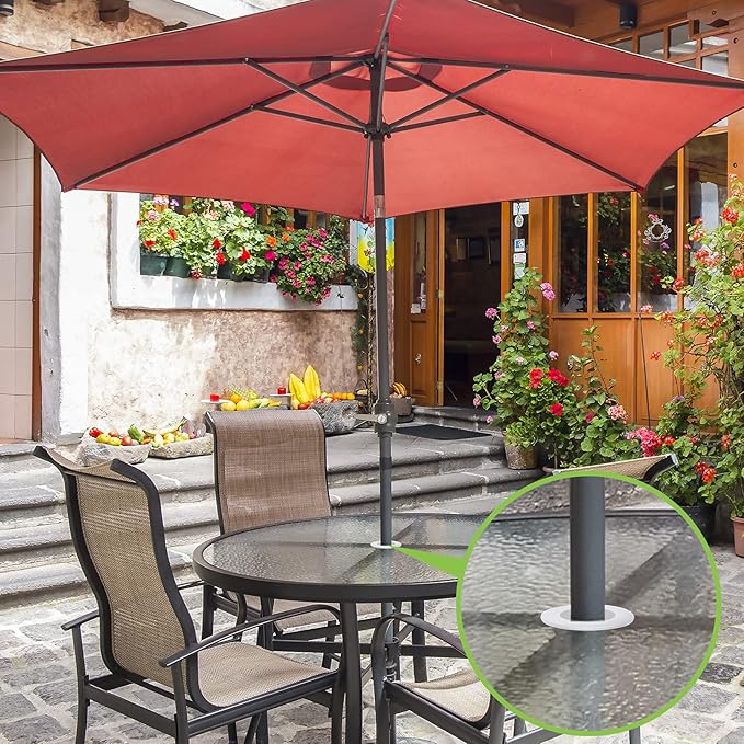 Outus Patio Table Umbrella Hole Ring Umbrella Cone Wedge Plug Umbrella Stabilizer Sleeve for 2 to 2.5 Inch Patio Table Hole and 1.5 Inch or Umbrella Pole Adapter (Transparent, 4 Pieces)