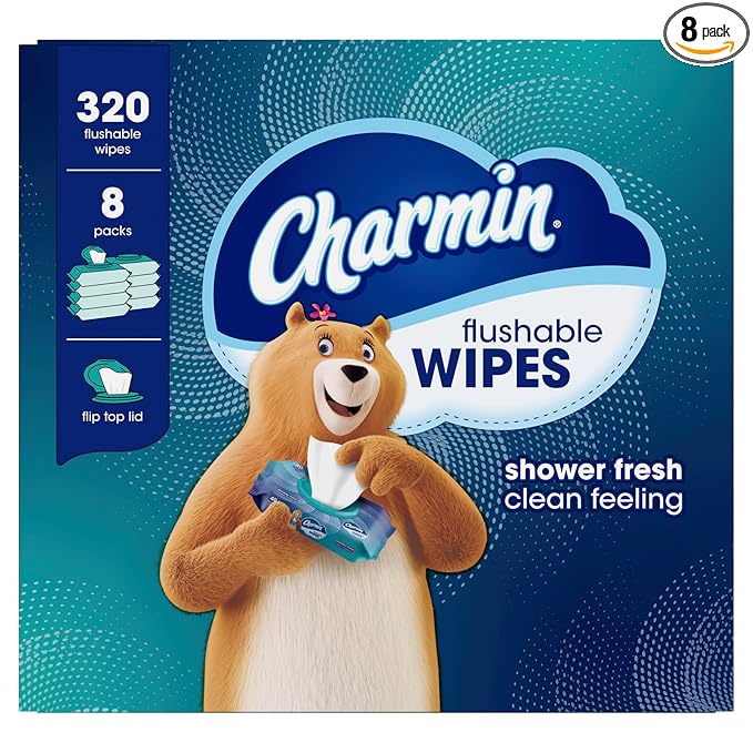 Charmin Flushable Wipes, 320 Total Wipes (8 Packs of 40)
