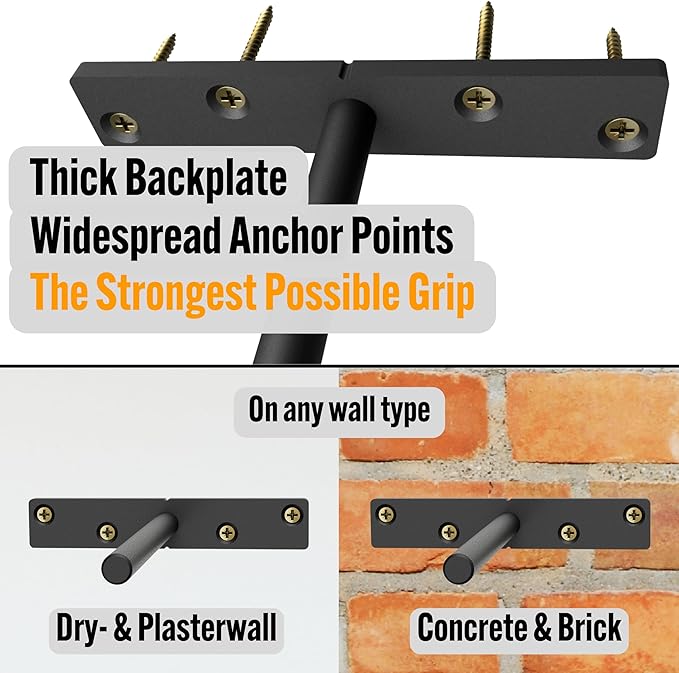 EVALD Heavy Duty Floating Shelf Bracket | 6-Inch Floating Mantel Mount, Blind Shelf Supports, and Anchors | Floating Shelf Hardware for Home and Office Decor | Fireplace Mantel Brackets (6 Pack)