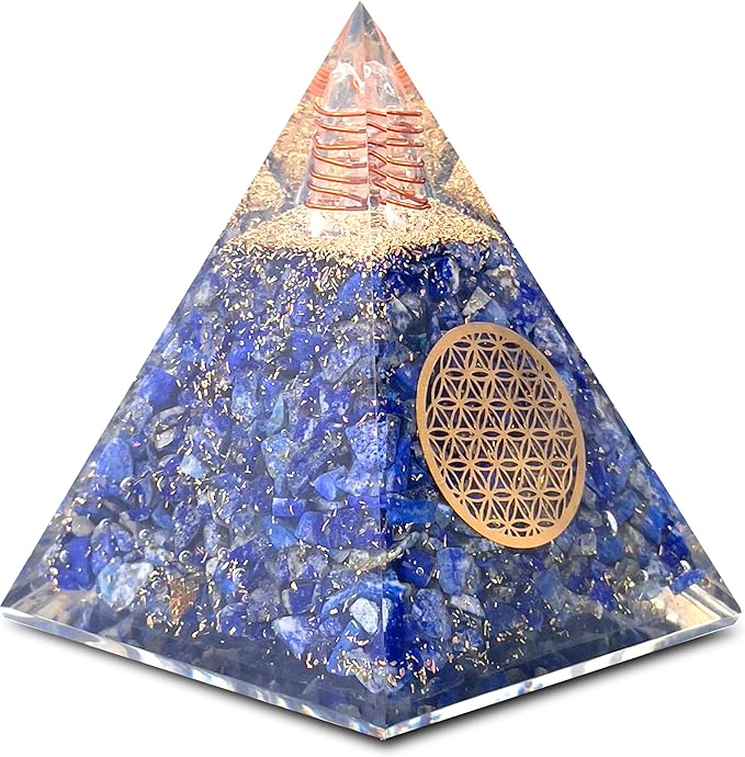 Orgone Pyramid of Success – Lapis Lazuli Orgonite for Honesty, Self-Awareness, Chakra Balancing, Meditation, Reiki Healing, EMF Protection & Positive Energy Enhancement