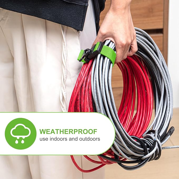 Wowangce 6 Pack 17 Inch Adjustable Extension Cord Holder Organizer with Triangle Clips for Garage Organization and Storage Heavy Duty Extension Cord Hanger for Men Workshop (Green)